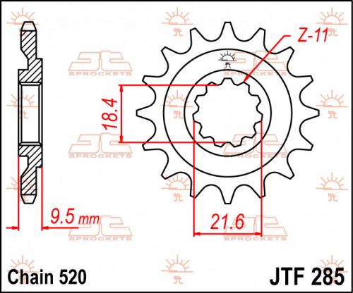 JT SPROCKETS FRONT STEEL 14T, 520 JTF028514
