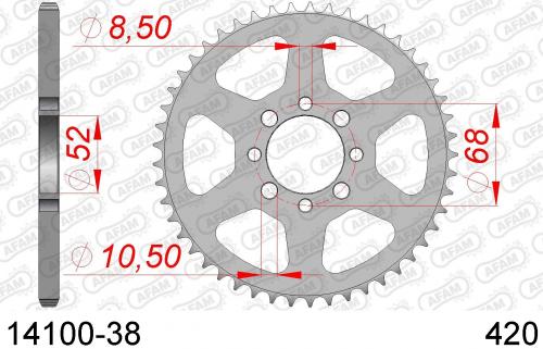 AFAM REAR STEEL 38T, 420 AF21410038