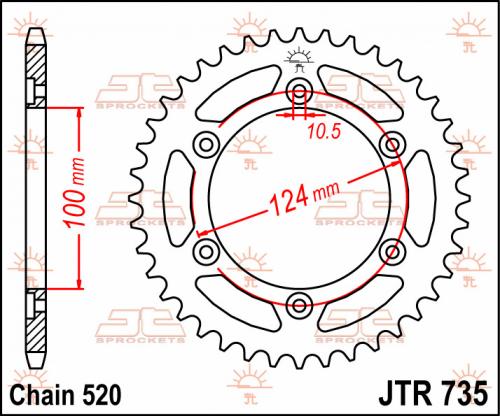 JT SPROCKETS REAR STEEL 36T, 520 JTR073536