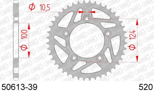 AFAM REAR STEEL 39T, 520 AF25061339