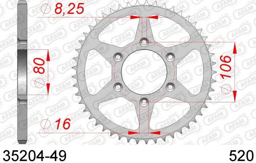 AFAM REAR STEEL 49T, 520 AF23520449