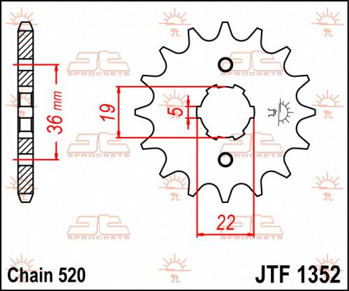 JT SPROCKETS FRONT STEEL 13T, 520 JTF135213