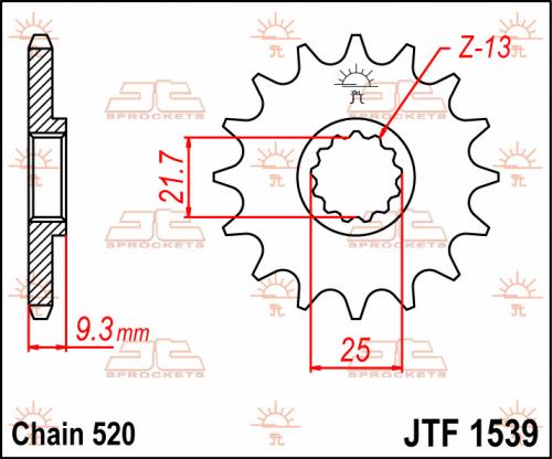 JT SPROCKETS FRONT STEEL 14T RB, 520 JTF153914R