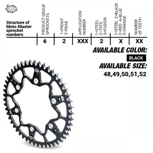 MOTO MASTER REAR ALU 48T, BLACK, 420 37620262248