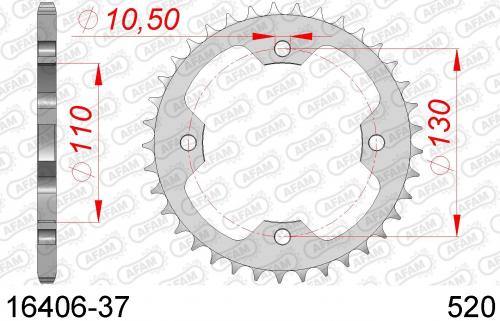 AFAM REAR STEEL 37T, 520 AF21640637