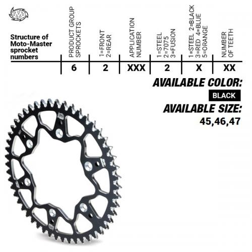 MOTO MASTER REAR ALU 47T, BLACK, 420 37620232247