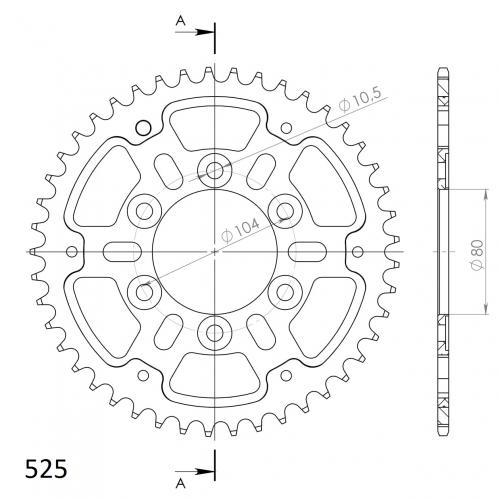SUPERSPROX SUPERSPROX REAR ALU 45T, BLACK, 525 SU2148945B