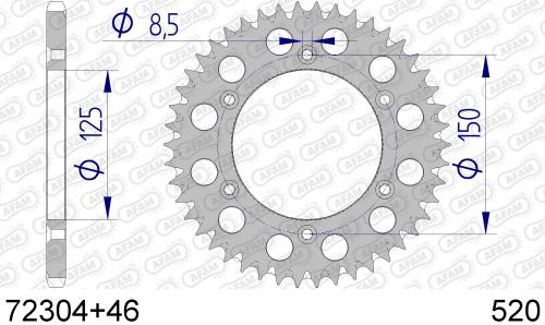 AFAM REAR ALU 46T, 520 AF57230446