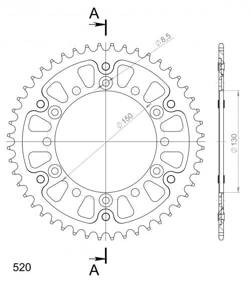 SUPERSPROX SUPERSPROX REAR STEALTH 48T, GOLD, 520 SU6245348G