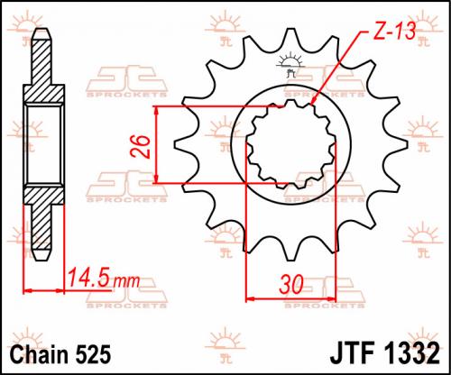 JT SPROCKETS FRONT STEEL 15T RB, 525 JTF133215R
