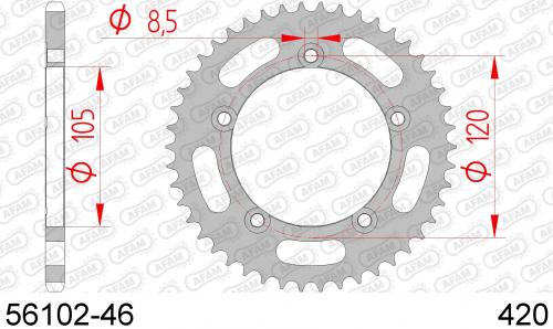 AFAM REAR STEEL 46T, 420 AF25610246