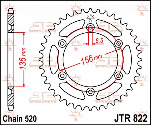 JT SPROCKETS REAR STEEL 41T, 520 JTR082241