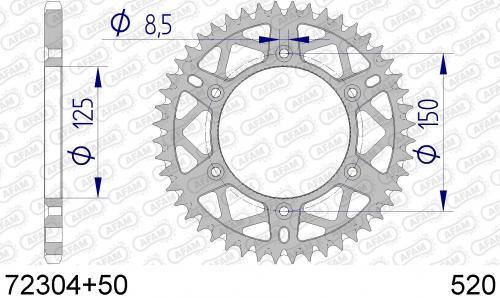 AFAM REAR ALU 50T, 520 AF57230450