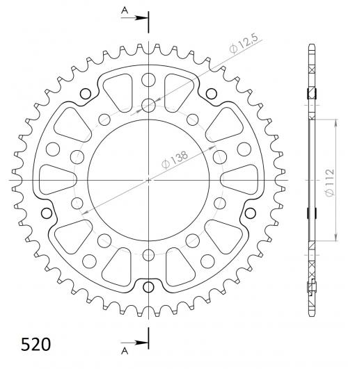 SUPERSPROX SUPERSPROX REAR ALU 50T, BLACK, 520 SU2130350B