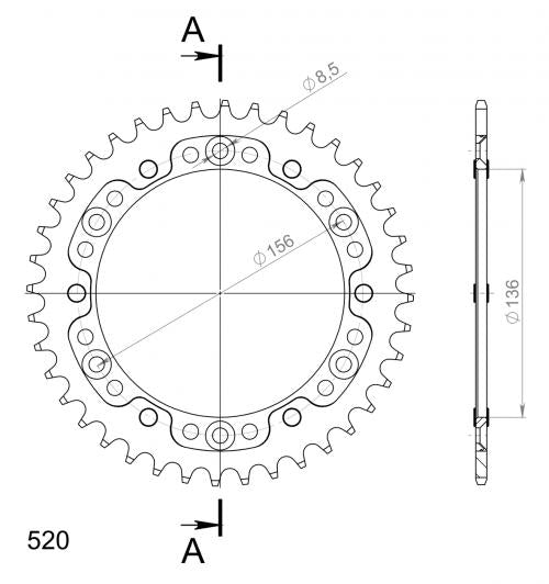 SUPERSPROX SUPERSPROX REAR STEALTH 40T, GOLD, 520 SU6151240G