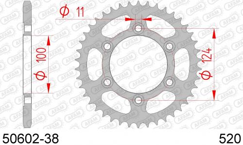 AFAM REAR STEEL 38T, 520 AF25060238