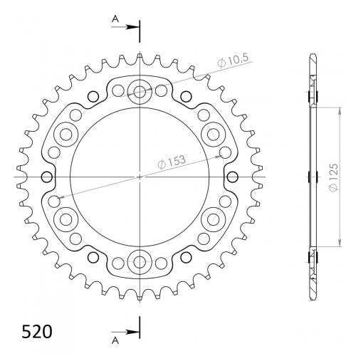 SUPERSPROX SUPERSPROX REAR STEALTH 42T, BLACK, 520 SU630142B