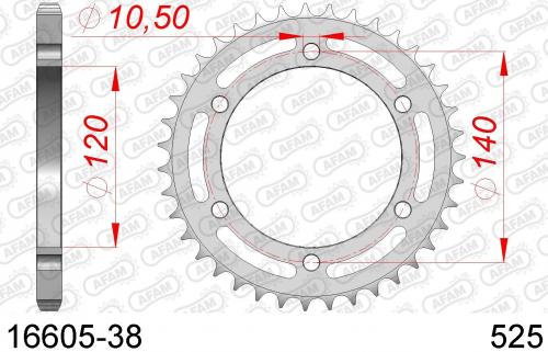 AFAM REAR STEEL 38T, 525 AF21660538