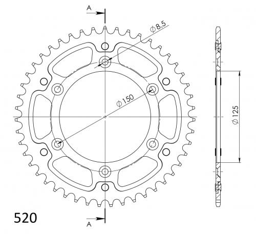 SUPERSPROX SUPERSPROX REAR ALU 47T, BLUE, 520 SU299047D