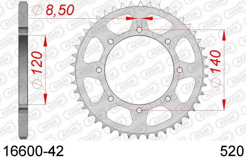 AFAM REAR STEEL 42T, 520 AF21660042