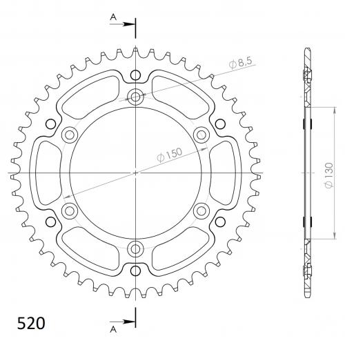 SUPERSPROX SUPERSPROX REAR STEALTH 46T, RED, 520 SU624546R