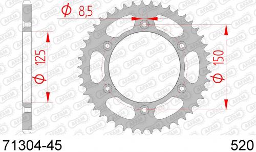 AFAM REAR STEEL 45T, 520 AF27130445