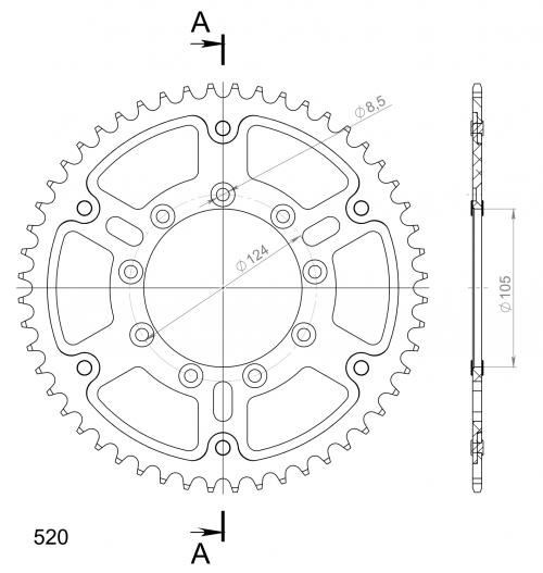 SUPERSPROX SUPERSPROX REAR ALU 52T, BLUE, 520 SU215152D