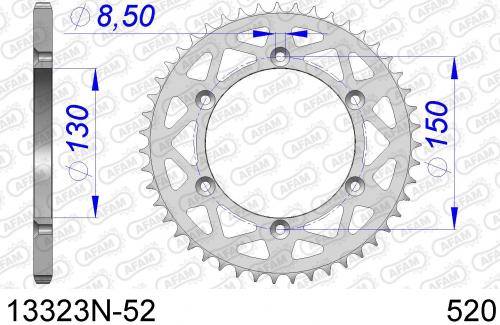 AFAM REAR ALU 52T, 520 AF513323N52