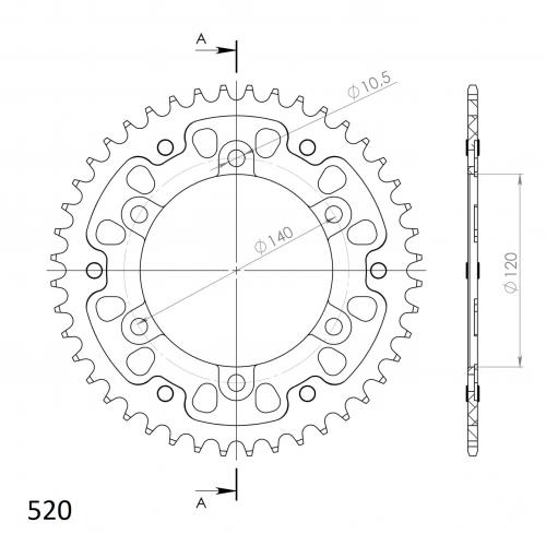 SUPERSPROX SUPERSPROX REAR STEALTH 46T, GOLD, 520 SU6149046G