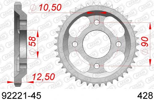 AFAM REAR STEEL 45T, 428 AF29222145