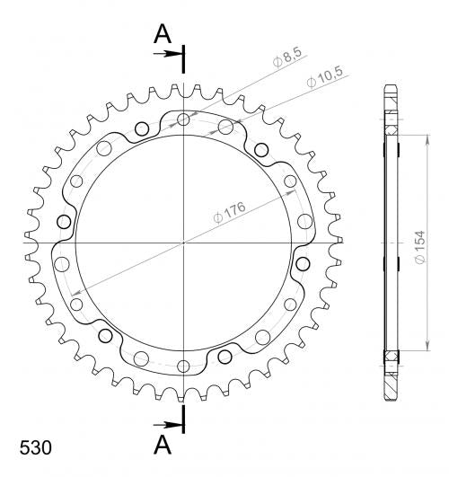 SUPERSPROX SUPERSPROX REAR STEALTH 44T, GOLD, 530 SU6134044G