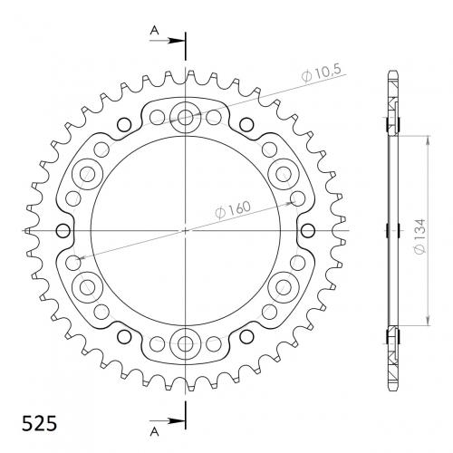 SUPERSPROX SUPERSPROX REAR ALU 43T, BLACK, 525 SU2130743B