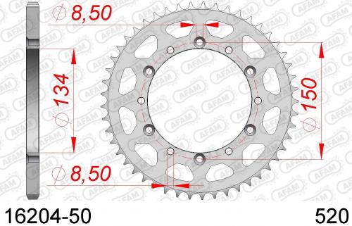 AFAM REAR STEEL 50T, 520 AF21620450
