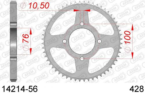 AFAM REAR STEEL 56T, 428 AF21421456