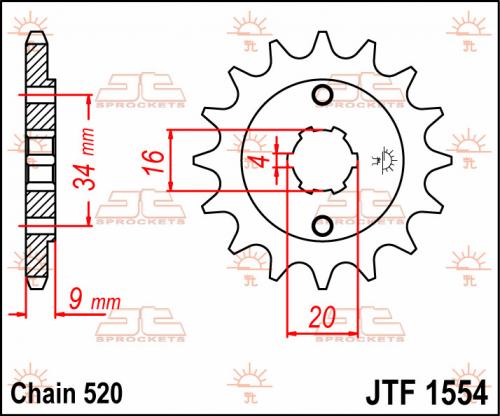 JT SPROCKETS FRONT STEEL 13T, 520 JTF155413