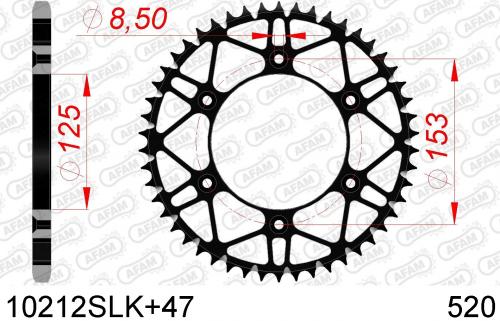 AFAM REAR STEEL SUPER LIGHT 47T, 520, BLACK AF410212SLK47