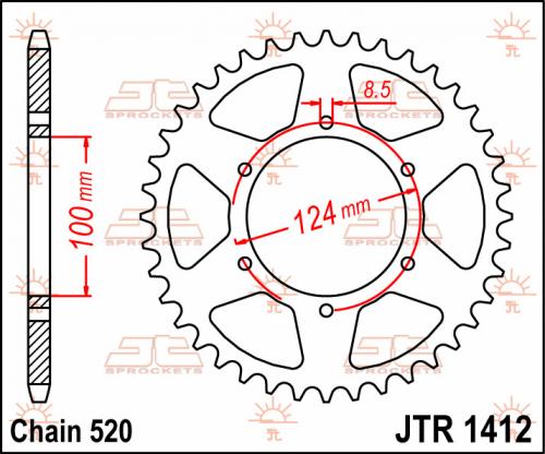 JT SPROCKETS REAR STEEL 37T, 520 JTR141237