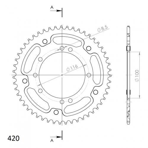 SUPERSPROX SUPERSPROX REAR ALU 51T, GOLD, 420