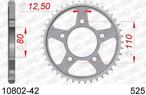AFAM REAR STEEL 42T, 525 AF21080242
