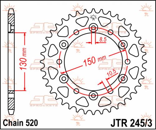 JT SPROCKETS REAR STEEL 43T, 520 JTR024543