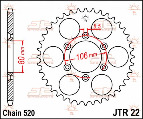 JT SPROCKETS REAR STEEL 45T, 520 JTR002245