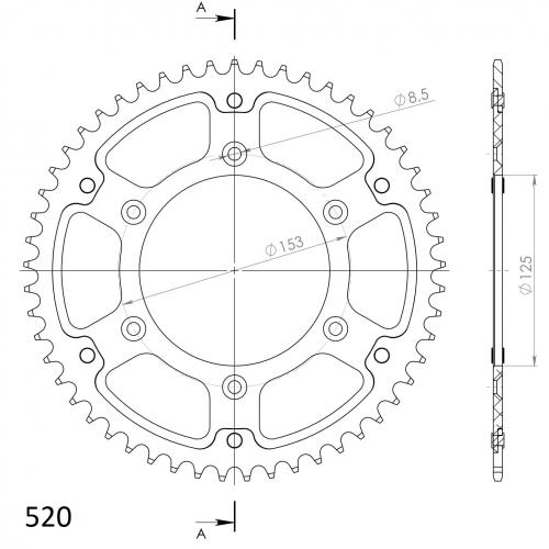 SUPERSPROX SUPERSPROX REAR ALU 53T, RED, 520 SU221053R