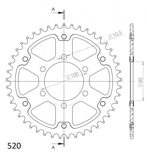 SUPERSPROX SUPERSPROX REAR STEALTH 44T, GOLD, 520 SU6709444G