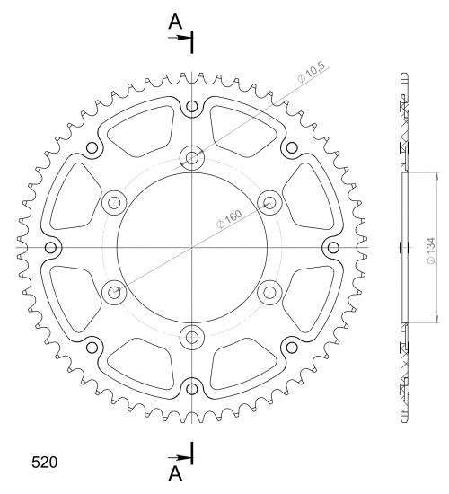 SUPERSPROX SUPERSPROX REAR STEALTH 60T, GOLD, 520 SU6130860G