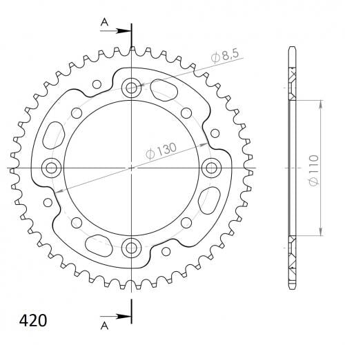 SUPERSPROX SUPERSPROX REAR ALU 46T, GOLD, 420 SU245546G