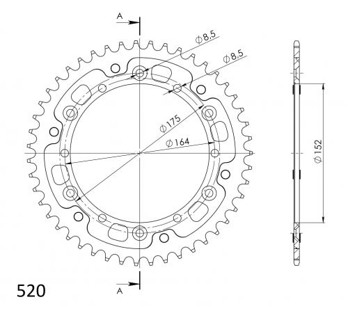 SUPERSPROX SUPERSPROX REAR ALU 43T, BLACK, 520 SU285343B