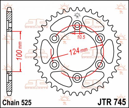 JT SPROCKETS REAR STEEL 37T, 525 JTR074537