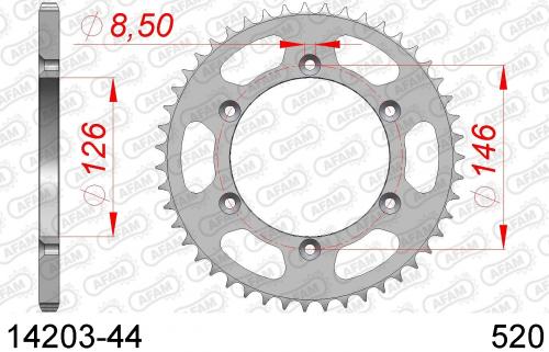 AFAM REAR STEEL 44T, 520 AF21420344