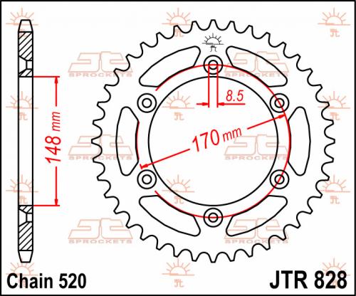 JT SPROCKETS REAR STEEL 42T, 520 JTR082842