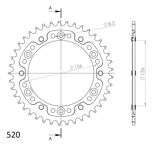 SUPERSPROX SUPERSPROX REAR ALU 41T, GOLD, 520 SU2151241G